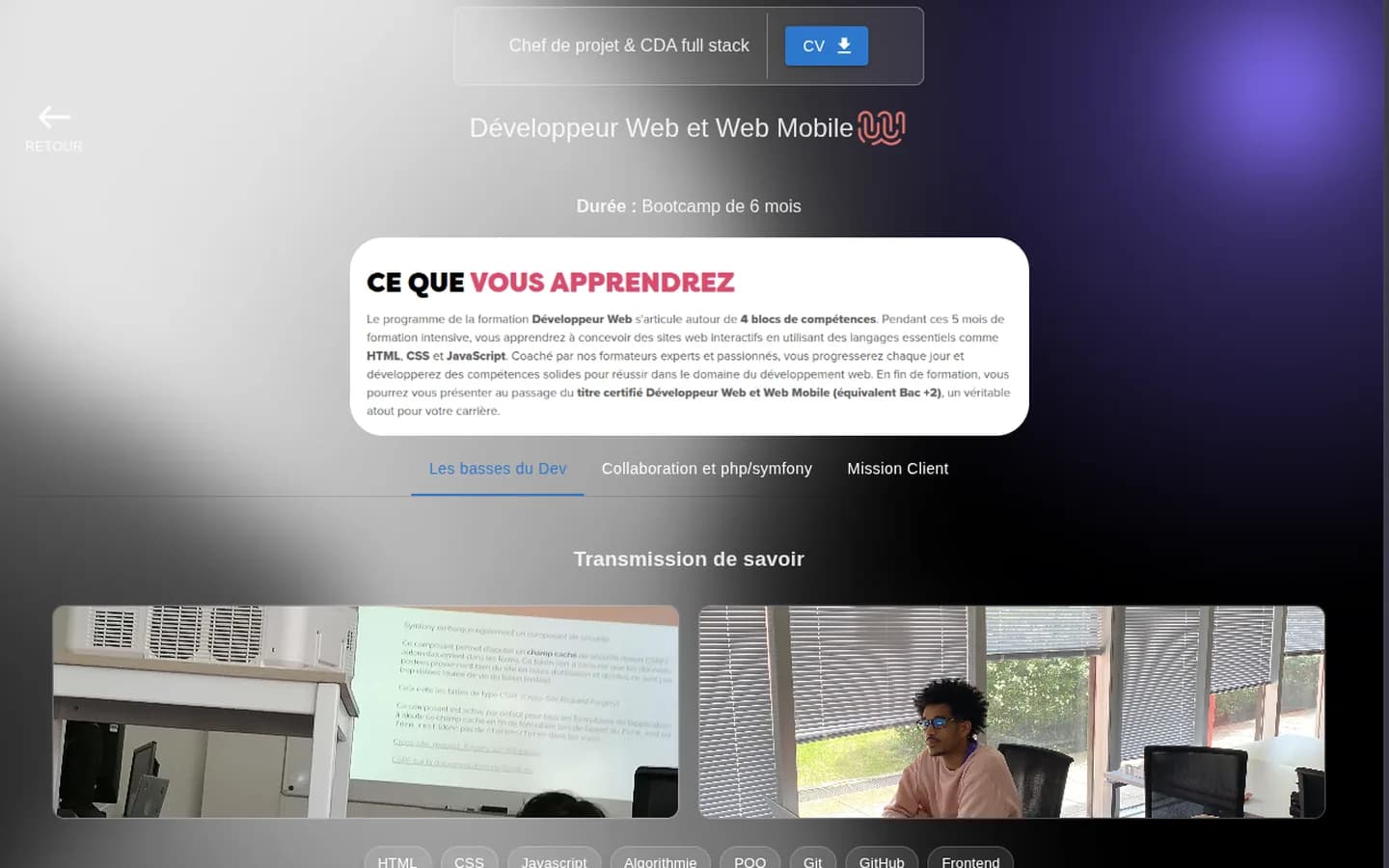 Ancienne version du CV en ligne
