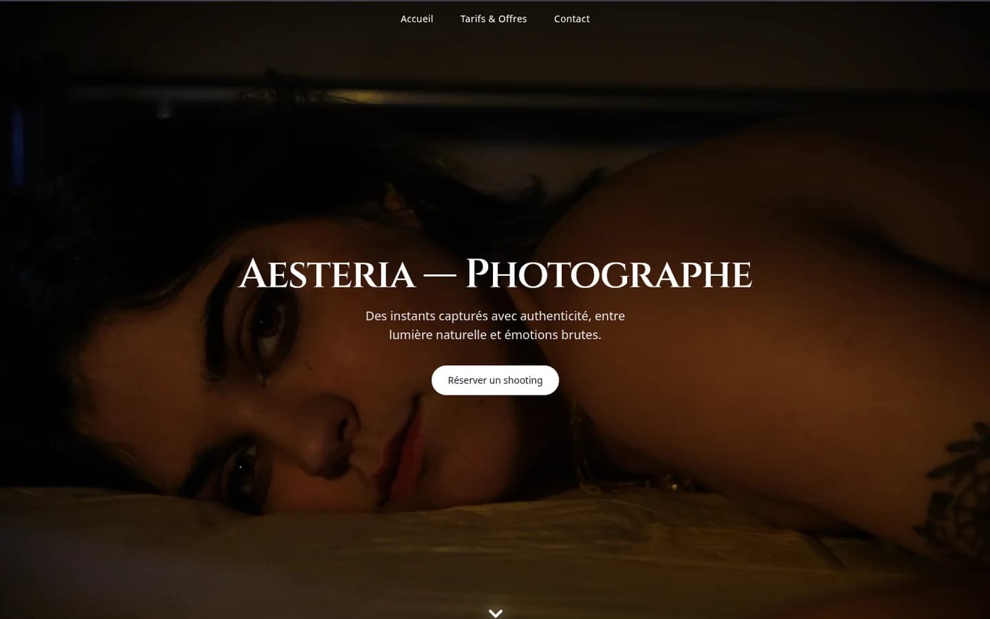 Page d'accueil du site Aesteria — Photographe